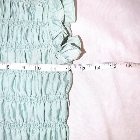 Express | Mint Green Allover Smocked Ruffle Tank Top Blouse | Size Small - Picture 8 of 9
